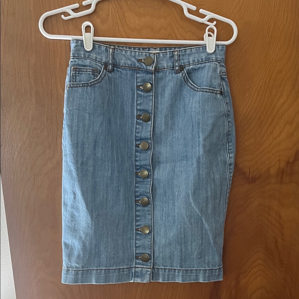 Forever 21 Blue Denim Pencil Skirt